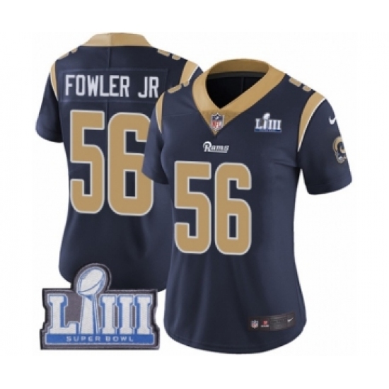 Women's Nike Los Angeles Rams 56 Dante Fowler Jr Navy Blue Team Color Vapor Untouchable Limited Player Super Bowl LIII Bound NFL Jersey