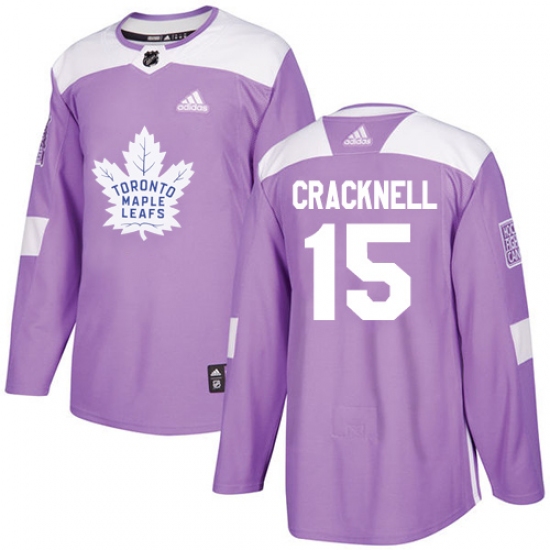 Men's Adidas Toronto Maple Leafs 15 Adam Cracknell Authentic Purple Fights Cancer Practice NHL Jersey