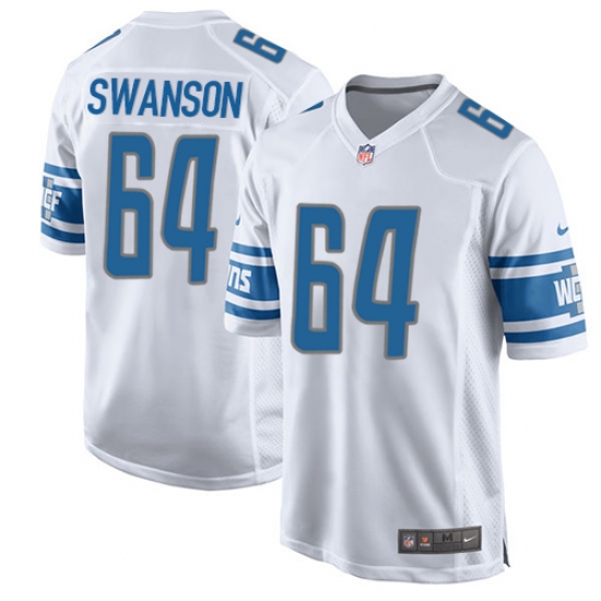 Men's Nike Detroit Lions 64 Travis Swanson Game White NFL Jersey