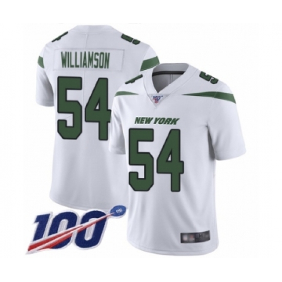 Men's New York Jets 54 Avery Williamson White Vapor Untouchable Limited Player 100th Season Football Jersey