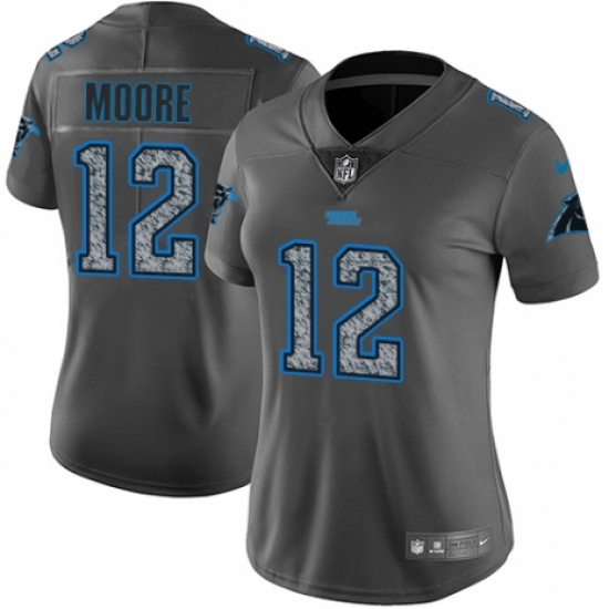 Women's Nike Carolina Panthers 12 D.J. Moore Gray Static Vapor Untouchable Limited NFL Jersey