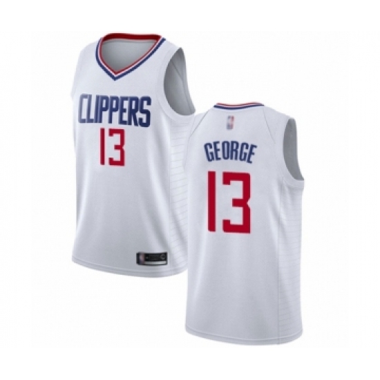 Men's Los Angeles Clippers 13 Paul George Authentic White Basketball Jersey - Association Edition