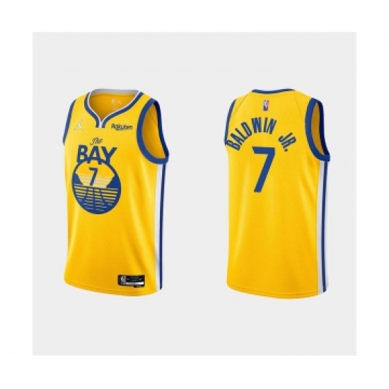 Men's Golden State Warriors 7 Patrick Baldwin Jr. 2022 Yellow Stitched Basketball Jersey