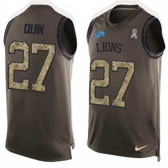 Men's Nike Detroit Lions 27 Glover Quin Limited Green Salute to Service Tank Top NFL Jersey