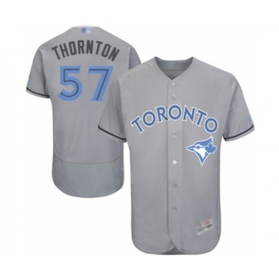 Men's Toronto Blue Jays 57 Trent Thornton Authentic Gray 2016 Father's Day Fashion Flex Base Baseball Player Jersey