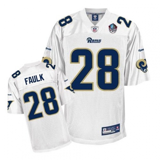 Reebok Los Angeles Rams 28 Marshall Faulk White Hall of Fame 2011 Authentic Throwback NFL Jersey