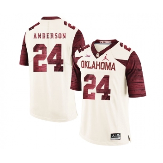 Oklahoma Sooners 24 Rodney Anderson White 47 Game Winning Streak College Football Jersey