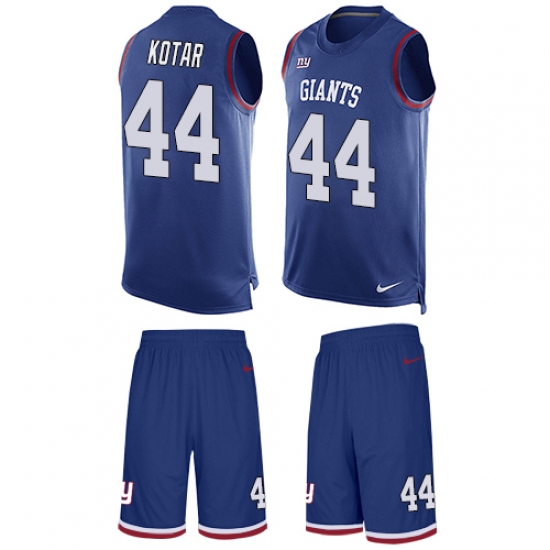 Men's Nike New York Giants 44 Doug Kotar Limited Royal Blue Tank Top Suit NFL Jersey