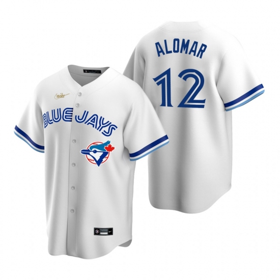 Men's Nike Toronto Blue Jays 12 Roberto Alomar White Cooperstown Collection Home Stitched Baseball Jersey