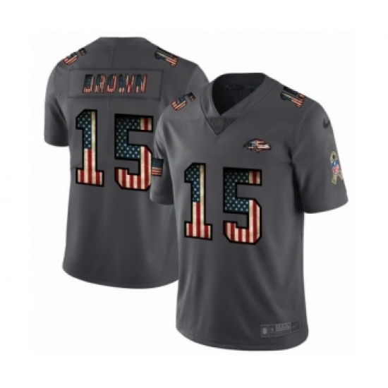 Men's Baltimore Ravens 15 Marquise Brown Limited Black USA Flag 2019 Salute To Service Football Jersey