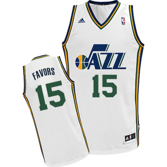 Men's Adidas Utah Jazz 15 Derrick Favors Swingman White Home NBA Jersey