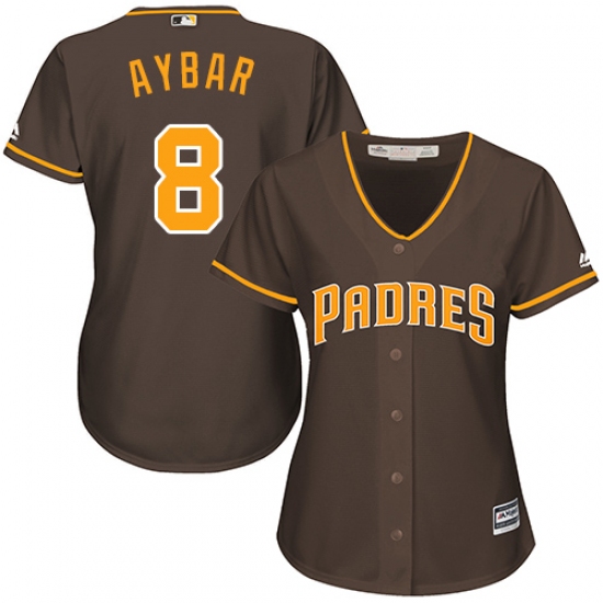 Women's San Diego Padres 8 Erick Aybar Brown Alternate Stitched MLB Jersey