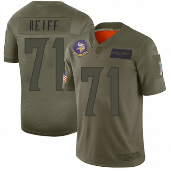 Women's Minnesota Vikings 71 Riley Reiff Limited Camo 2019 Salute to Service Football Jersey