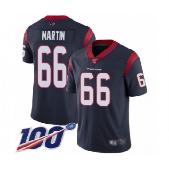 Men's Houston Texans 66 Nick Martin Navy Blue Team Color Vapor Untouchable Limited Player 100th Season Football Jersey