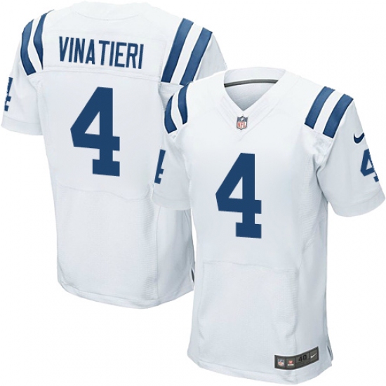 Men's Nike Indianapolis Colts 4 Adam Vinatieri Elite White NFL Jersey