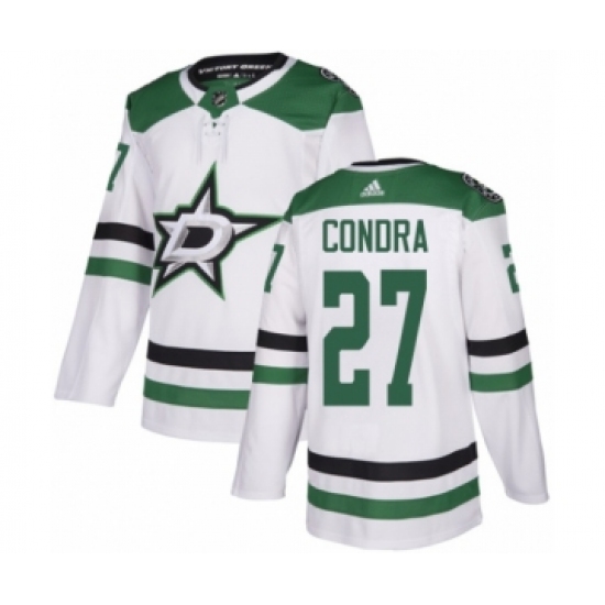 Men's Adidas Dallas Stars 27 Erik Condra Authentic White Away NHL Jersey