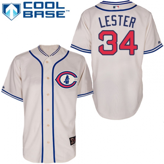 Men's Majestic Chicago Cubs 34 Jon Lester Replica Cream 1929 Turn Back The Clock MLB Jersey