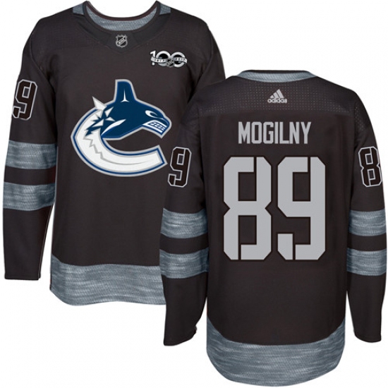 Men's Adidas Vancouver Canucks 89 Alexander Mogilny Authentic Black 1917-2017 100th Anniversary NHL Jersey