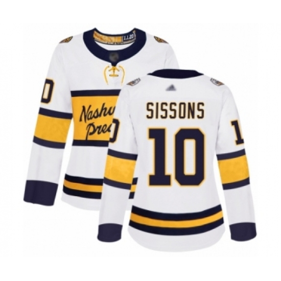 Women's Nashville Predators 10 Colton Sissons Authentic White 2020 Winter Classic Hockey Jersey