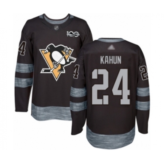 Men's Pittsburgh Penguins 24 Dominik Kahun Authentic Black 1917-2017 100th Anniversary Hockey Jersey