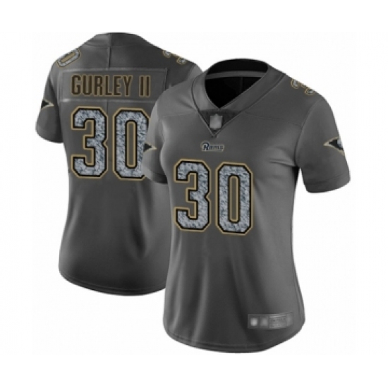 Women's Los Angeles Rams 30 Todd Gurley Limited Gray Static Fashion Football Jersey