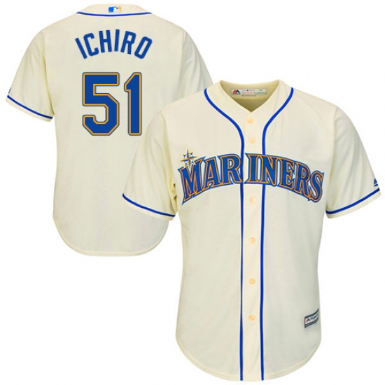 Men's Majestic Seattle Mariners 51 Ichiro Suzuki Replica Cream Alternate Cool Base MLB Jersey