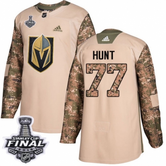 Men's Adidas Vegas Golden Knights 77 Brad Hunt Authentic Camo Veterans Day Practice 2018 Stanley Cup Final NHL Jersey