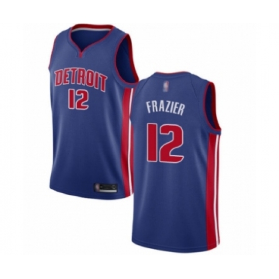 Women's Detroit Pistons 12 Tim Frazier Authentic Royal Blue Basketball Jersey - Icon Edition