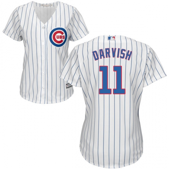 Women's Majestic Chicago Cubs 11 Yu Darvish Replica White Home Cool Base MLB Jersey