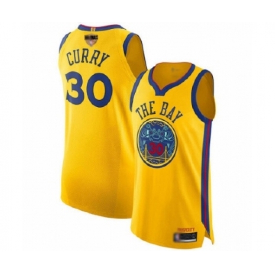 Women's Golden State Warriors 30 Stephen Curry Swingman Gold 2019 Basketball Finals Bound Basketball Jersey - City Edition