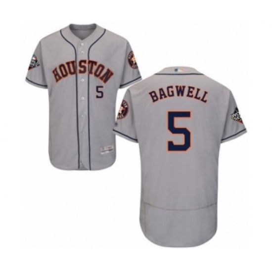Men's Houston Astros 5 Jeff Bagwell Grey Road Flex Base Authentic Collection 2019 World Series Bound Baseball Jersey