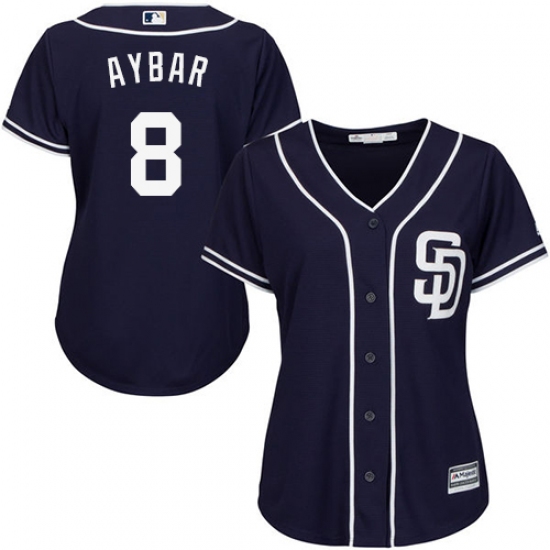 Women's San Diego Padres 8 Erick Aybar Navy Blue Alternate Stitched MLB Jersey