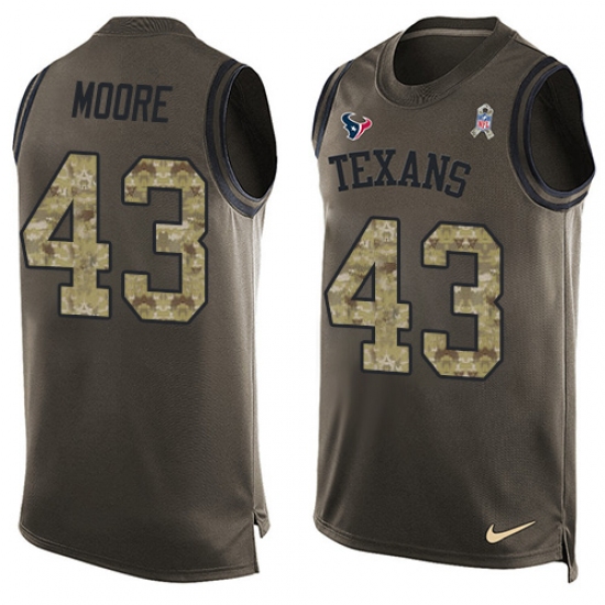 Men's Nike Houston Texans 43 Corey Moore Limited Green Salute to Service Tank Top NFL Jersey