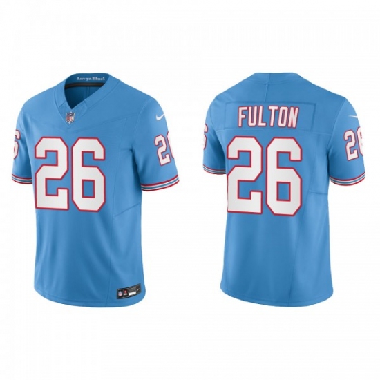 Men's Nike Tennessee Titans 26 Kristian Fulton Light Blue 2023 F.U.S.E. Vapor Limited Throwback Stitched Football Jersey