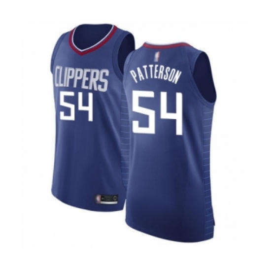 Men's Los Angeles Clippers 54 Patrick Patterson Authentic Blue Basketball Jersey - Icon Edition