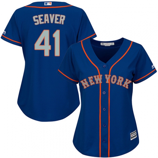 Women's Majestic New York Mets 41 Tom Seaver Authentic Royal Blue Alternate Road Cool Base MLB Jersey