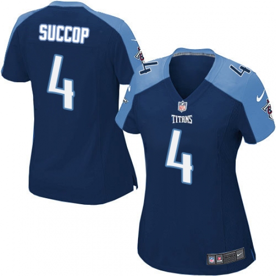 Women's Nike Tennessee Titans 4 Ryan Succop Game Navy Blue Alternate NFL Jersey