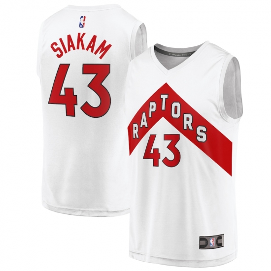 Men's Toronto Raptors 43 Pascal Siakam Fanatics Branded White 2020-21 Fast Break Replica Player Jersey