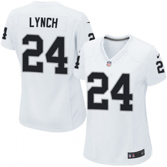 Women's Nike Oakland Raiders 24 Marshawn Lynch Game White NFL Jersey