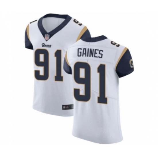 Men's Los Angeles Rams 91 Greg Gaines White Vapor Untouchable Elite Player Football Jersey