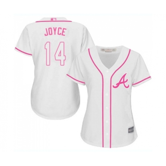 Women's Atlanta Braves 14 Matt Joyce Replica White Fashion Cool Base Baseball Jersey