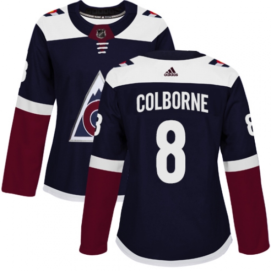 Women's Adidas Colorado Avalanche 8 Joe Colborne Authentic Navy Blue Alternate NHL Jersey