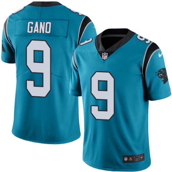 Men's Nike Carolina Panthers 9 Graham Gano Blue Alternate Vapor Untouchable Limited Player NFL Jersey