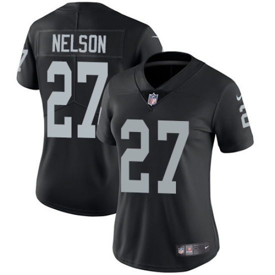 Women's Nike Oakland Raiders 27 Reggie Nelson Elite Black Team Color NFL Jersey