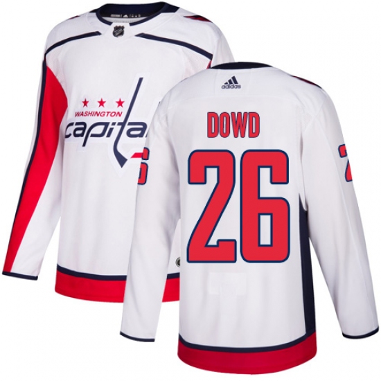 Men's Adidas Washington Capitals 26 Nic Dowd Authentic White Away NHL Jersey