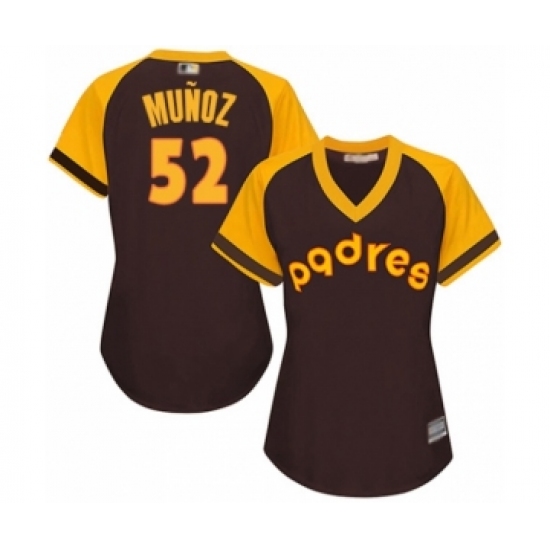 Women's San Diego Padres 52 Andres Munoz Authentic Brown Alternate Cooperstown Cool Base Baseball Player Jersey