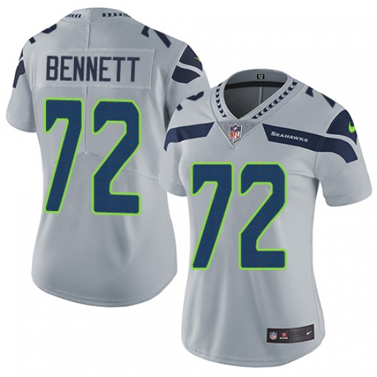 Women's Nike Seattle Seahawks 72 Michael Bennett Grey Alternate Vapor Untouchable Limited Player NFL Jersey