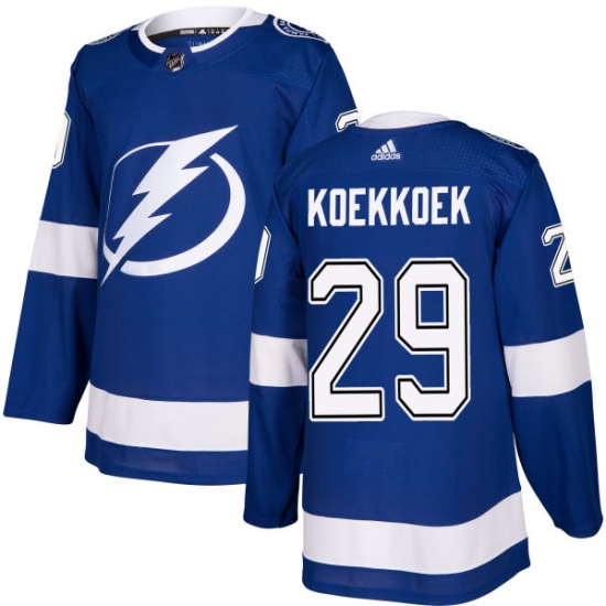 Men's Adidas Tampa Bay Lightning 29 Slater Koekkoek Premier Royal Blue Home NHL Jersey