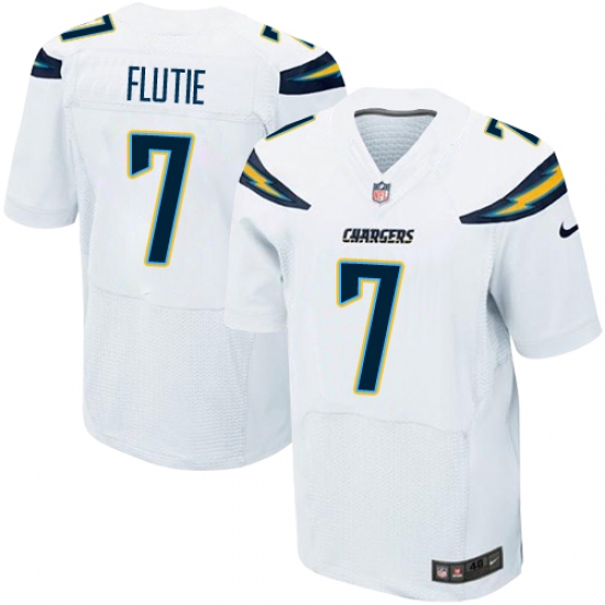 Men's Nike Los Angeles Chargers 7 Doug Flutie Elite White NFL Jersey