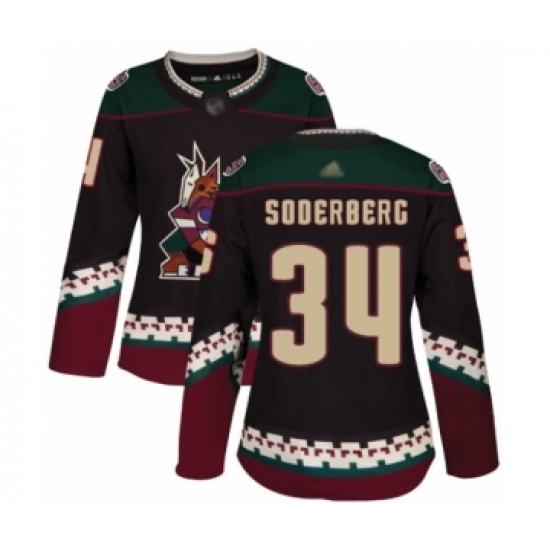 Women's Arizona Coyotes 34 Carl Soderberg Authentic Black Alternate Hockey Jersey